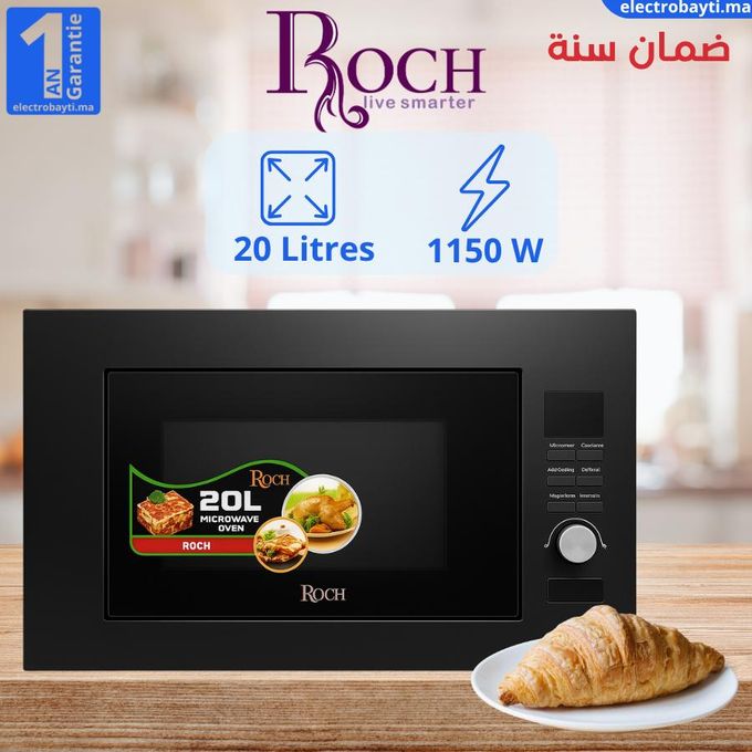 Roch Micro ondes Encastrable - 20L - 1150W - Fonction Grill - Fonction Décongélation Noir